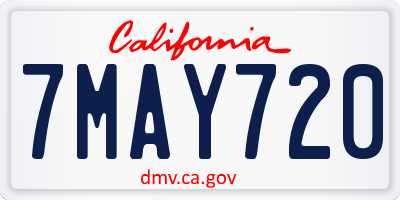 CA license plate 7MAY720