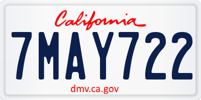 CA license plate 7MAY722