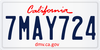 CA license plate 7MAY724