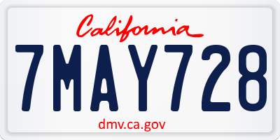 CA license plate 7MAY728
