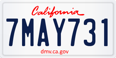 CA license plate 7MAY731