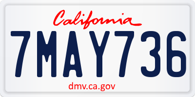 CA license plate 7MAY736