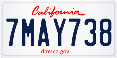 CA license plate 7MAY738