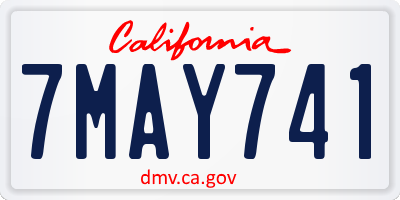 CA license plate 7MAY741