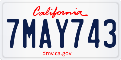 CA license plate 7MAY743