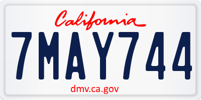 CA license plate 7MAY744