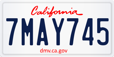 CA license plate 7MAY745