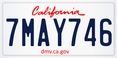CA license plate 7MAY746