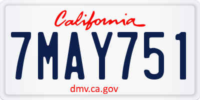 CA license plate 7MAY751
