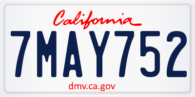 CA license plate 7MAY752