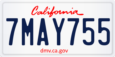 CA license plate 7MAY755