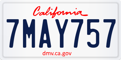 CA license plate 7MAY757