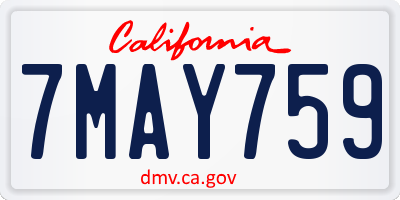 CA license plate 7MAY759