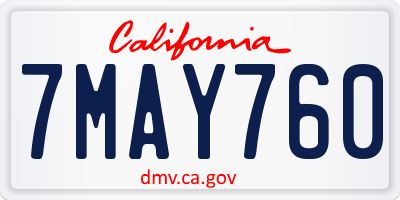 CA license plate 7MAY760