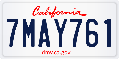 CA license plate 7MAY761