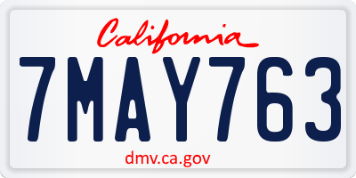 CA license plate 7MAY763