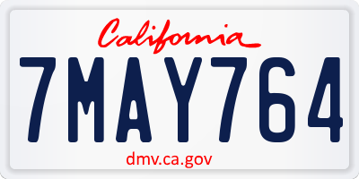 CA license plate 7MAY764