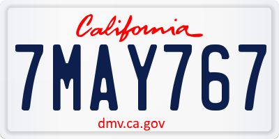 CA license plate 7MAY767