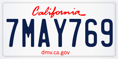 CA license plate 7MAY769