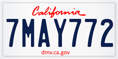 CA license plate 7MAY772