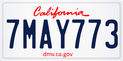 CA license plate 7MAY773