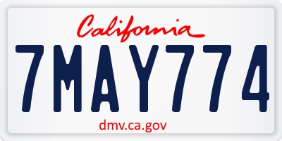 CA license plate 7MAY774