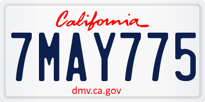 CA license plate 7MAY775