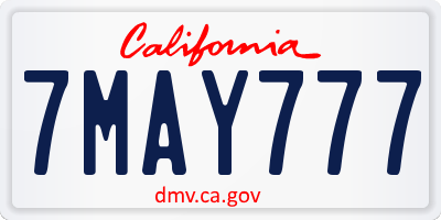 CA license plate 7MAY777