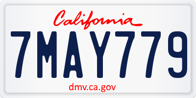 CA license plate 7MAY779