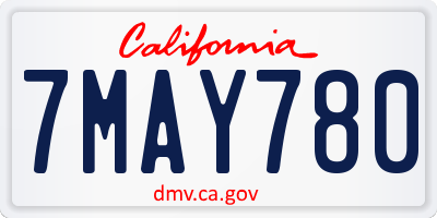 CA license plate 7MAY780