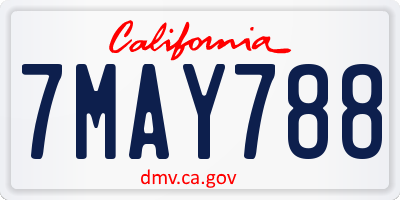 CA license plate 7MAY788