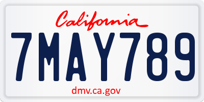 CA license plate 7MAY789