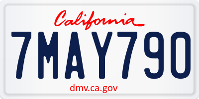 CA license plate 7MAY790