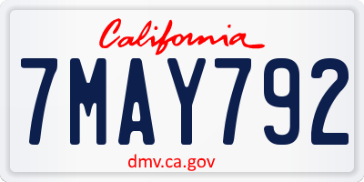 CA license plate 7MAY792