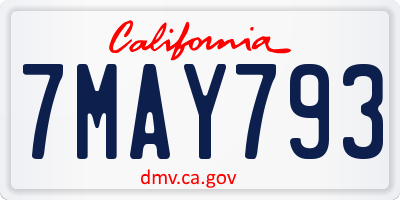 CA license plate 7MAY793