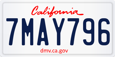 CA license plate 7MAY796