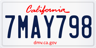 CA license plate 7MAY798