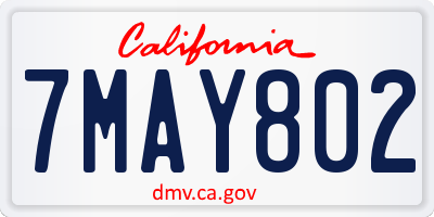 CA license plate 7MAY802