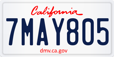 CA license plate 7MAY805