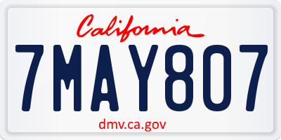 CA license plate 7MAY807