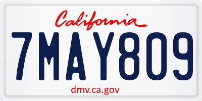 CA license plate 7MAY809