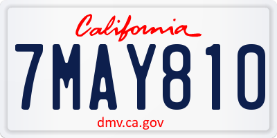 CA license plate 7MAY810
