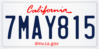 CA license plate 7MAY815