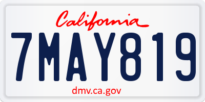 CA license plate 7MAY819
