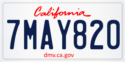 CA license plate 7MAY820