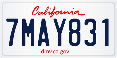 CA license plate 7MAY831