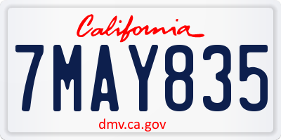 CA license plate 7MAY835