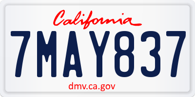 CA license plate 7MAY837