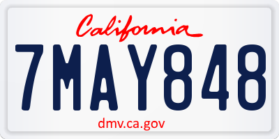 CA license plate 7MAY848