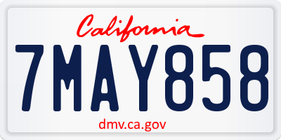 CA license plate 7MAY858